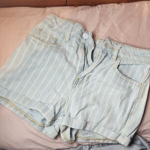 PacSun Light Blue Striped Jean Shorts
